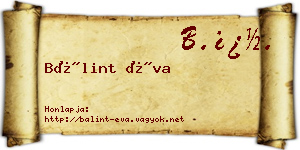 Bálint Éva névjegykártya